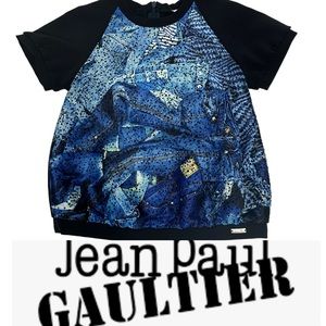 NWT Junior Jean Paul Gaultier Blue Metallic Embellished Top 6A